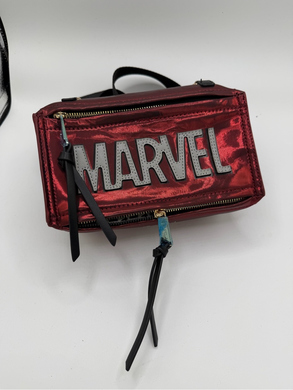 Fred Segal x Marvel Red Metallic Box Crossbody with Black Accents